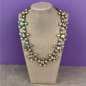 J. Crew Fiery Prong Set Aurora Borealis Floral Cluster Necklace